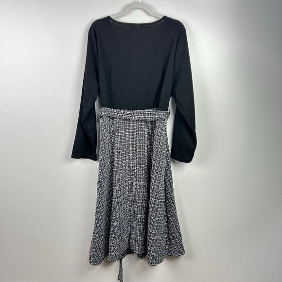 NEW BloomChic Black White Tweed Modest Midi Dress Women’s Plus Size 18/20 - Picture 2 of 8